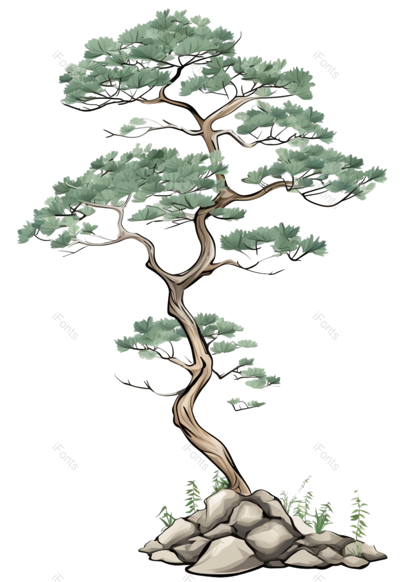 户外图片,树木元素,插画PNG,传统文化免抠素材